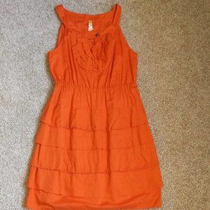 Maeve Anthropologie Orange Ruffle Dress Cotton 2